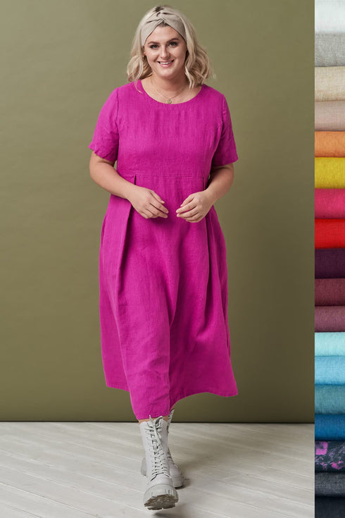 Image 13 of Casual short sleeved linen dress with a zip in the back Madona from Baltic Linen